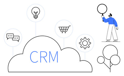 cloud-based crm system with visual concepts vector image