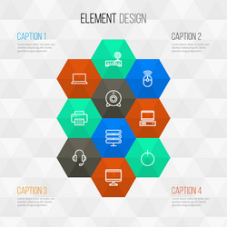 computer outline icons set collection of display vector image