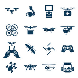Digital flying drone objects color vector