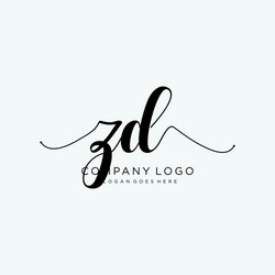 Initial zd handwriting logo with circle template Vector Image