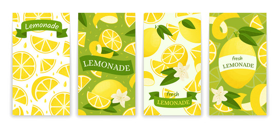 lemon posters cartoon banner with lemonade sour vector