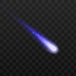 falling meteor with sparkling tail realistic vector