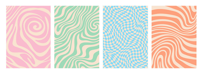 psychedelic groovy hippie patterns with wavy lines vector image