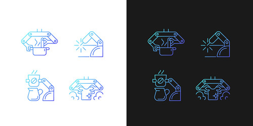 Automated mechanical devices gradient icons set vector