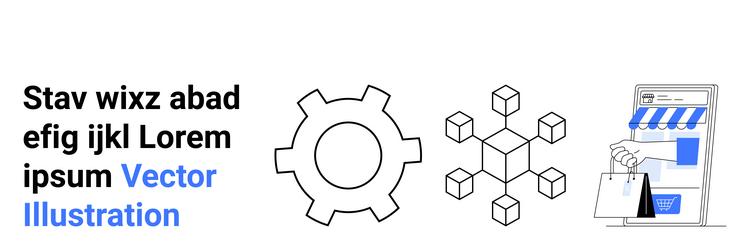 gear automation blockchain network and online vector image