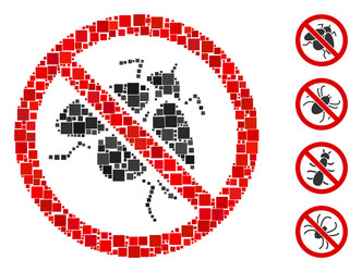 Square no fly insect icon collage vector