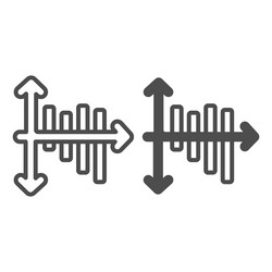 Graph with line chart and solid icon diagram vector