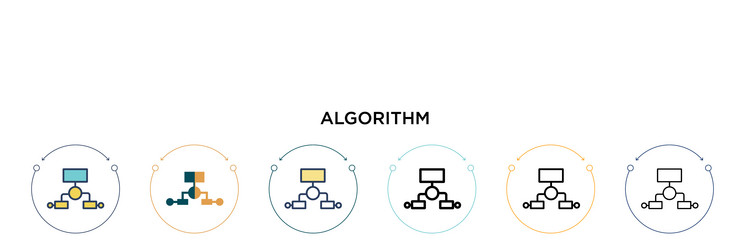 algorithm icon in filled thin line outline vector image