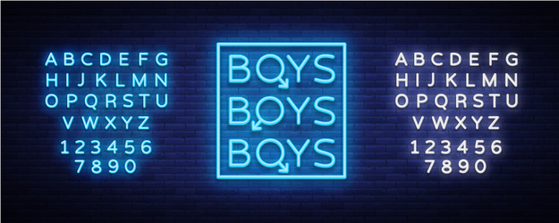 Boys neon sign lgbt gay show night vector