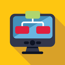 computer showing local area network diagram icon vector image