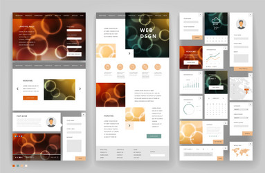 website template design with interface elements vector