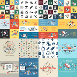 digital mass media objects color simple flat vector image