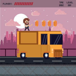 Pixelated urban videogame scenery vector