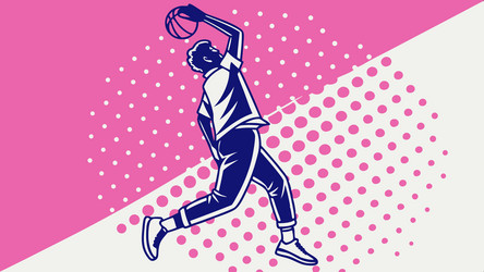 dynamic basketball player with halftone pattern vector image