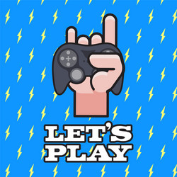 lets play joystrick with love hand sign background vector