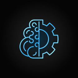 Brain with gear blue concept line icon vector