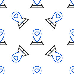 Line map pointer with heart icon isolated seamless vector