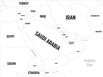 Middle east map high detailed political Royalty Free Vector