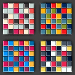 set of cube game seamless patterns vector image