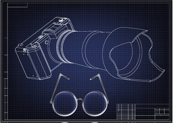 3d model of the camera on a blue vector