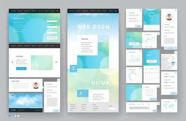 Website template design with interface elements vector