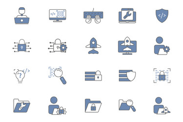 Developer icon set two tone vector