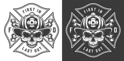 Vintage monochrome firefighting labels set Vector Image