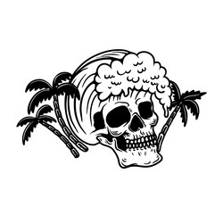 skull with wave summer theme design element vector