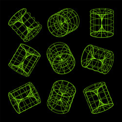 wireframe lined shapes perspective mesh 3d grid vector image