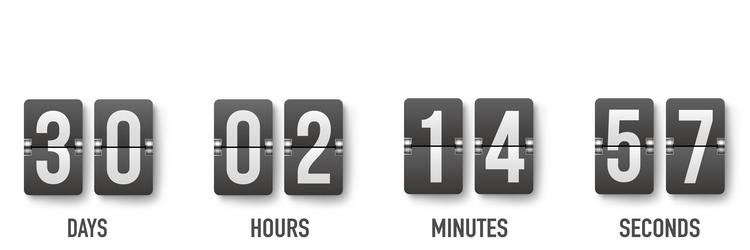 realistic flip countdown clock counter timer flat vector image