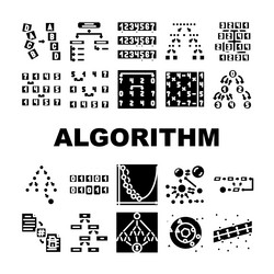 sorting algorithm data filter icons set vector image