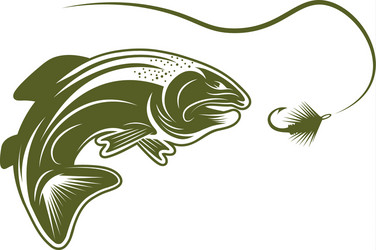 Trout fish and lure design template vector