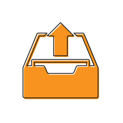 Orange upload inbox icon isolated on white vector