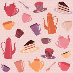 Tea set seamless Royalty Free Vector Image - VectorStock