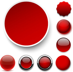 Set of Red Round Buttons vector image