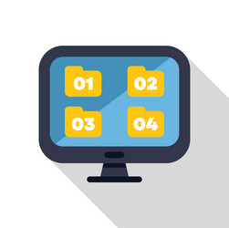 computer monitor displaying four folders for data vector image