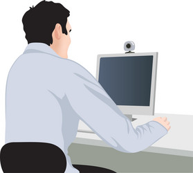 Man Using Computer vector image