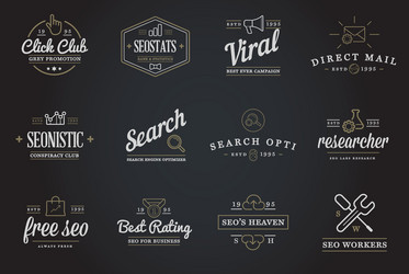 set of seo search engine optimisation elements vector image
