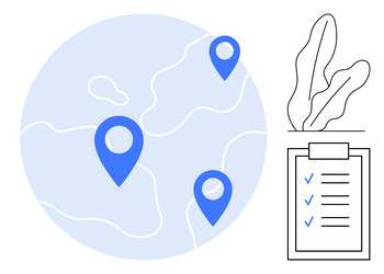 world map with location pins and checklist vector image