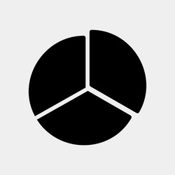 Pie chart icon in solid style for any projects vector