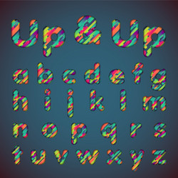 Up colorful font set with shadows 3d effect vector