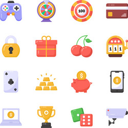 Casino & Gambling Flat Icons vector