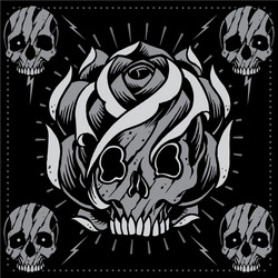 Old School Skull Roses Vector Image