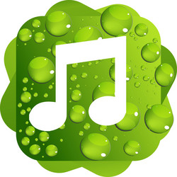 Water drops on green background music icon vector