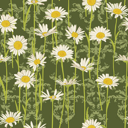 drawing seamless pattern with wild flowers vector