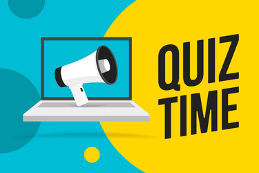 megaphone on laptop notebook computer screen quiz vector image