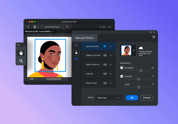 neural filters in raster graphics editor toolbar vector image