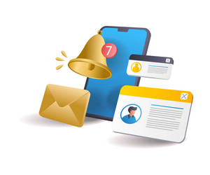 smartphone incoming email message notification vector