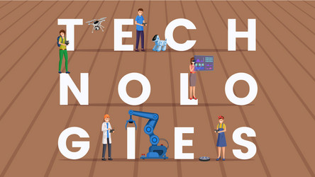 Technologies word concept flat banner vector