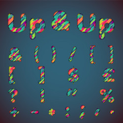 Up colorful font set with shadows 3d effect vector
